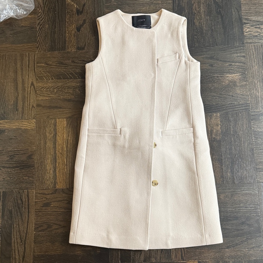 Used J CREW Ivory Cream Sleeveless Vest Coat size 00